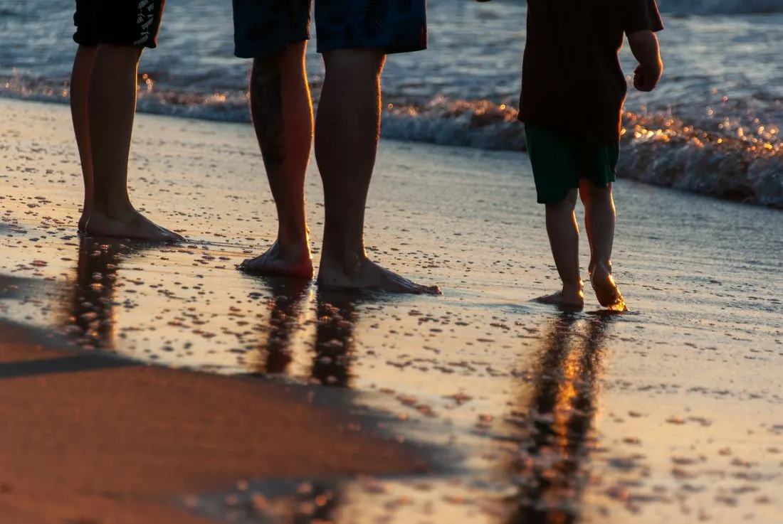 A family enjoying a Kerala beach holiday