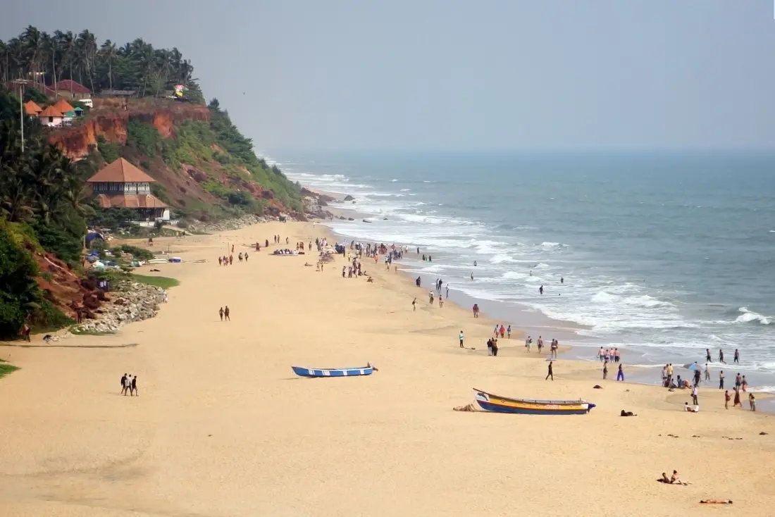 Varkala cliff beach on the Kerala coast